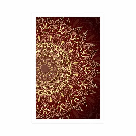 POSTER GOLDENES MANDALA AUF WEINROTEM HINTERGRUND - FENG SHUI - POSTER