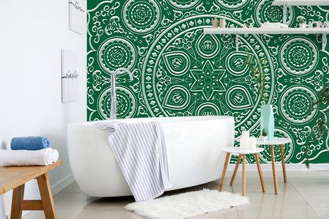 TAPETA JEMNÁ ETNICKÁ MANDALA V ZELENÉM PROVEDENÍ - TAPETY FENG SHUI - TAPETY
