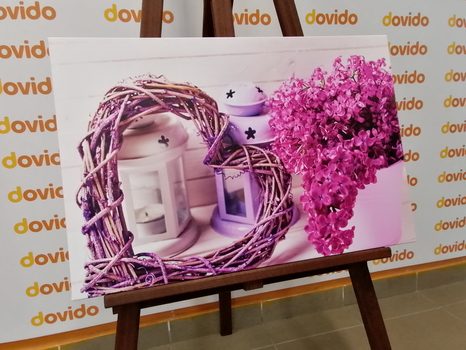 OBRAZ PROUTĚNÉ SRDCE S LUCERNIČKY A ŠEŘÍKEM - VINTAGE A RETRO OBRAZY - OBRAZY