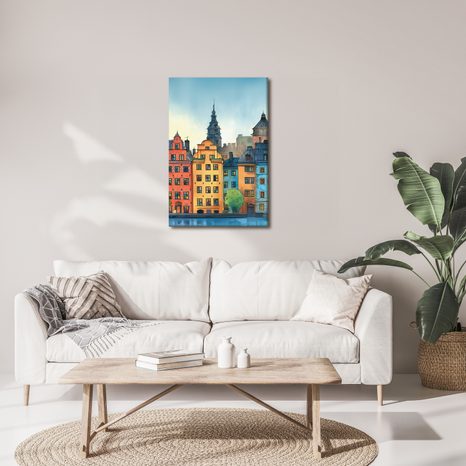 WANDBILD BUNTE HÄUSER DER ALTSTADT - BUNTE HÄUSER - BILDER