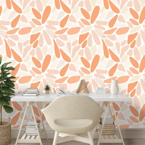 SAMOLEPÍCÍ TAPETA ORANŽOVÉ ABSTRAKTNÍ TVARY - VZOROVANÉ TAPETY - TAPETY