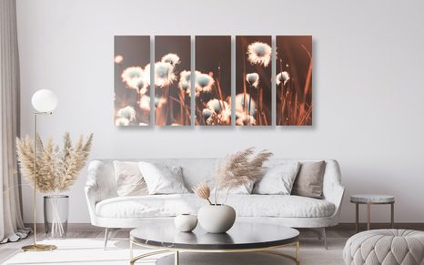 5-DÍLNÝ OBRAZ BAVLNĚNÁ TRÁVA - OBRAZY PŘÍRODY A KRAJINY - OBRAZY