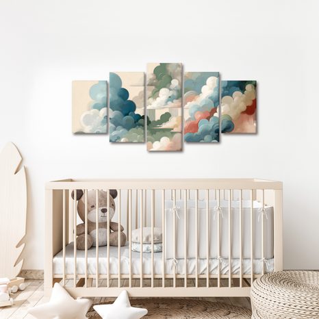 5-DÍLNÝ OBRAZ BAREVNÉ OBLAKY V ABSTRAKTNÍM SNU - OBRAZY ABSTRAKTNÍ TVARY - OBRAZY