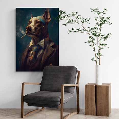 STAMPA SU TELA – GANGSTER ANIMALE CANE - QUADRI DI GANGSTER ANIMALI - STAMPE E QUADRI