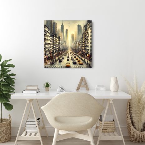 OBRAZ RUCH VELKOMĚSTA V PODVEČER - OBRAZY MĚSTA - OBRAZY