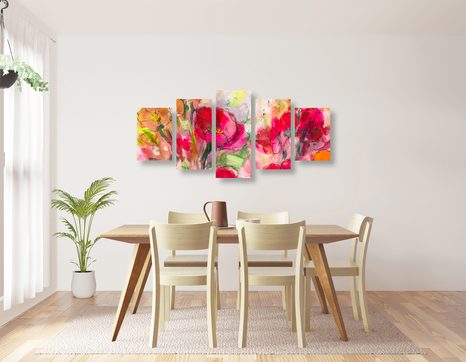 5-DIELNY OBRAZ ZAUJÍMAVÉ KVETINOVÉ ZÁTIŠIE - OBRAZY KVETOV - OBRAZY