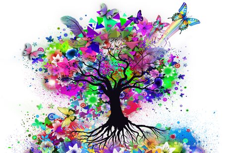 TABLOU COPAC DE FLORI PLIN DE CULORI - TABLOURI ARBORII VIEȚII - TABLOURI