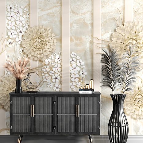 WALLPAPER ABSTRACT FLOWERS ON MARBLE - WALLPAPERS - 🔥 TOTAL SALE 🔥