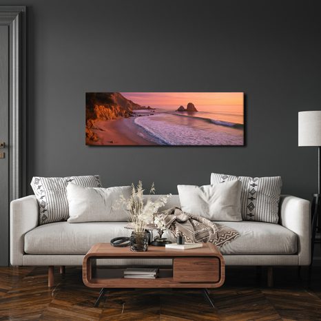 WANDBILD ROMANTISCHER ABEND AM MEER - BILDER VON SONNENAUFGANG UND SONNENUNTERGANG - BILDER