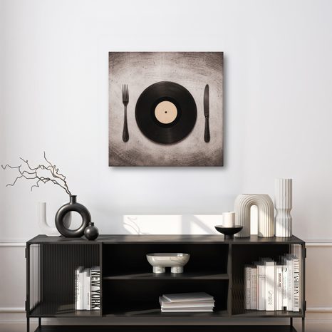 WANDBILD MUSIKTELLER MIT BESTECK - MUSIKBILDER - BILDER