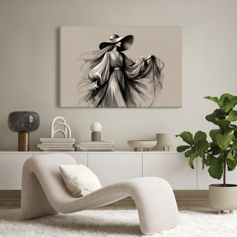 OBRAZ ŽENA V ŠATECH A KLOBOUKU - OBRAZY ŽENY - OBRAZY