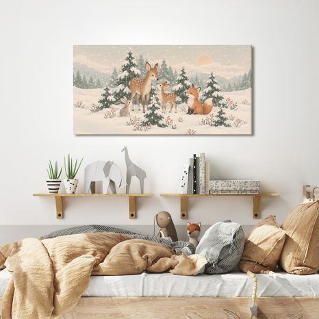 CANVASTAVLA RÅDJUR OCH RÄV I SNÖN - DRÖMSKA DJUR - TAVLOR