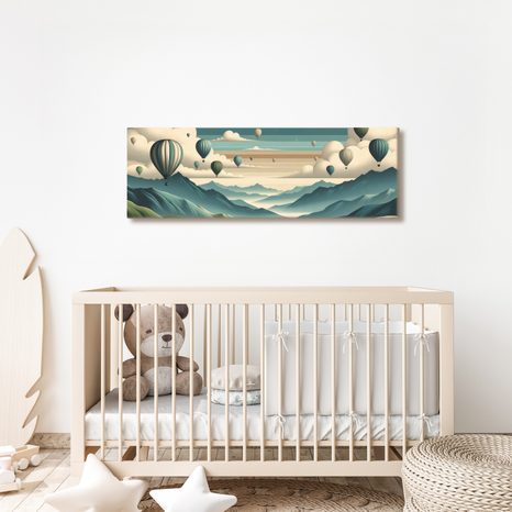 WANDBILD BERGE UND HIMMEL VOLLER BALLONS - BILDER VON NATUR UND LANDSCHAFT - BILDER