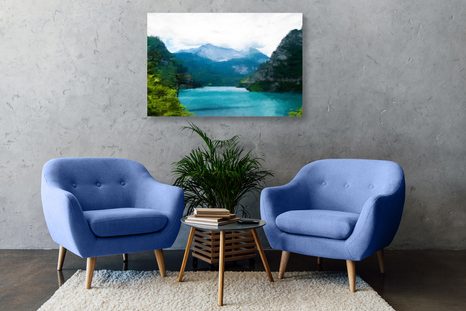 OBRAZ MALOVANÉ HORSKÉ JEZERO - OBRAZY PŘÍRODY A KRAJINY - OBRAZY