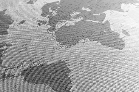 OBRAZ NA KORKU MAPA SVĚTA S ČERNOBÍLÝM NÁDECHEM - OBRAZY NA KORKU - OBRAZY