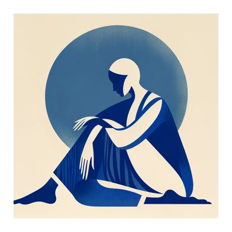 WANDBILD MEDITATION IN BLAUTÖNEN - WANDBILDER FRAUEN - BILDER