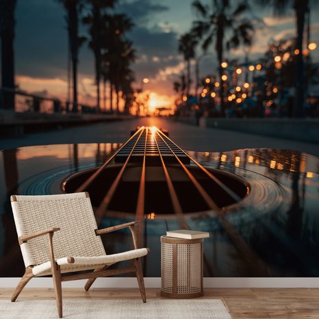 TAPETE GITARRE BEI SONNENUNTERGANG - MUSIK FOTOTAPETEN - TAPETEN