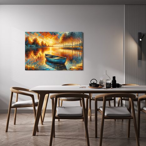 QUADRO SU TELA – CALMA SERALE SUL LAGO - QUADRI LAGHI - STAMPE E QUADRI