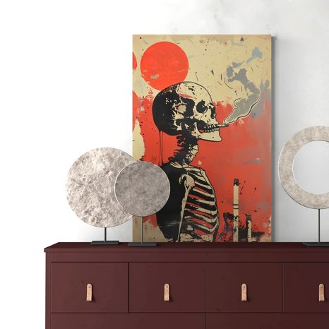 TABLOU JAPANDI SCHELET FUMĂTOR - JAPANDI TABLOURI - TABLOURI