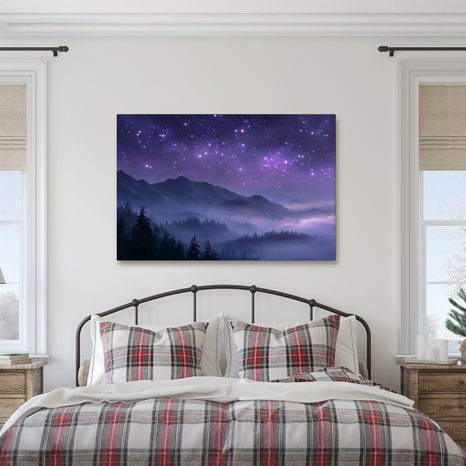 QUADRO SU TELA – NOTTE STELLATA SOPRA LE MONTAGNE - QUADRI MONTAGNE - STAMPE E QUADRI