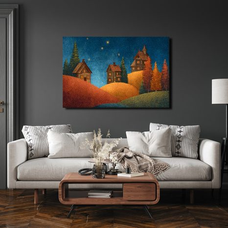 WANDBILD ZAUBERHAFTES WEIHNACHTSDORF - BUNTE HÄUSER - BILDER