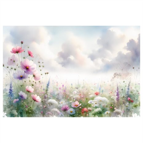 WANDBILD ROMANTISCHE BLUMENWIESE - WANDBILDER FELDER UND WIESEN - BILDER