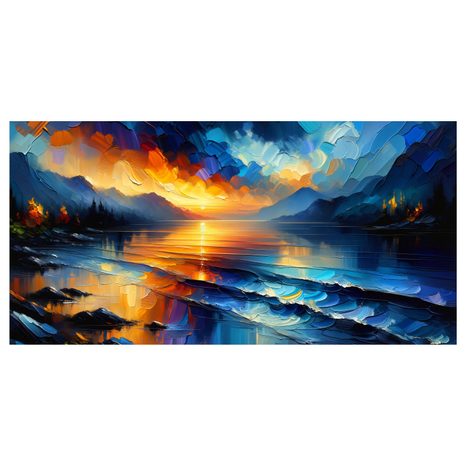 OBRAZ BAREVNÁ SYMFONIE NA JEZEŘE - OBRAZY VÝCHOD A ZÁPAD SLUNCE - OBRAZY