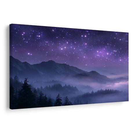 QUADRO SU TELA – NOTTE STELLATA SOPRA LE MONTAGNE - QUADRI MONTAGNE - STAMPE E QUADRI