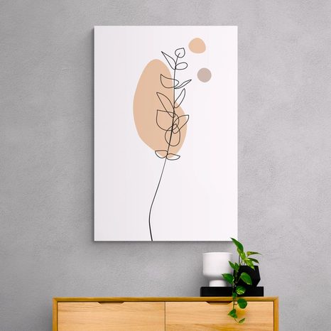 QUADRO SU TELA – FOGLIA MINIMALISTA SU SFONDO BIANCO NO3 - QUADRI FORME ASTRATTE - STAMPE E QUADRI