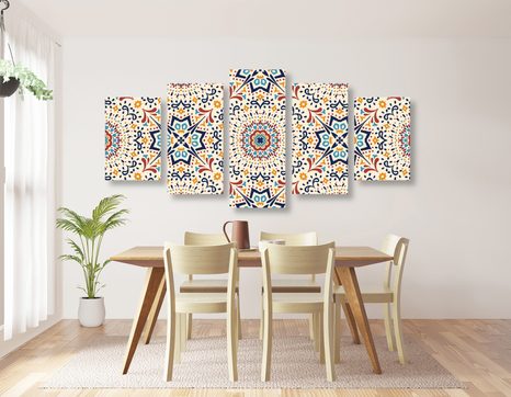 5-DÍLNÝ OBRAZ JEDINEČNÝ ETNICKÝ VZOR - OBRAZY FENG SHUI - OBRAZY