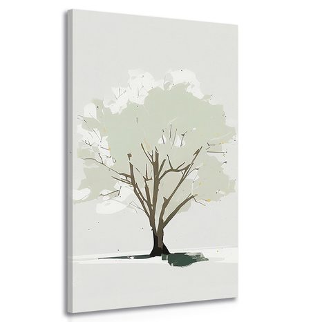 CANVAS PRINT TREE IN A MINIMALISTIC SPIRIT - PICTURES OF TREES AND LEAVES - PICTURES