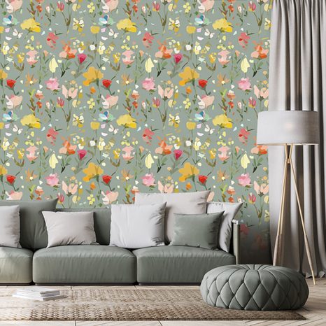 SELF ADHESIVE WALLPAPER ABSTRACT PAINTED FLOWERS - SELF-ADHESIVE WALLPAPERS - WALLPAPERS