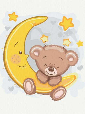 MAĽOVANIE PODĽA ČÍSIEL PRE DETI MEDVEDÍK A MESIAC - PRE DETI - MAĽOVANIE PODĽA ČÍSIEL