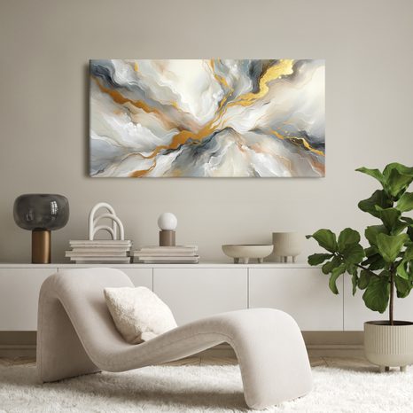 WANDBILD ABSTRAKTE GOLDENE ENERGIE - WANDBILDER ABSTRAKTE FORMEN - BILDER