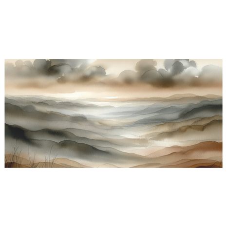 WANDBILD GEDÄMPFTE HÜGEL IM NEBEL - BILDER VON NATUR UND LANDSCHAFT - BILDER