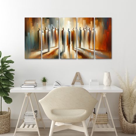 5-TEILIGES WANDBILD FIGUREN IM SCHEIN - BILDER VON MENSCHEN - BILDER