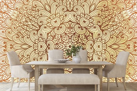 CARTA DA PARATI – MANDALA ETNICA DORATA - CARTA DA PARATI FENG SHUI - CARTA DA PARATI