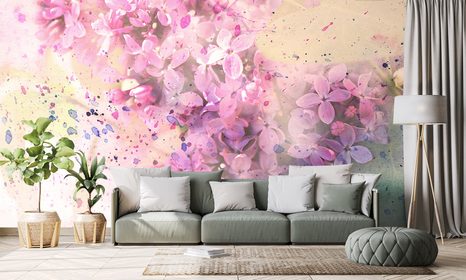 TAPETA RŮŽOVÁ VĚTVIČKA KVĚTIN - TAPETY KVĚTINY - TAPETY