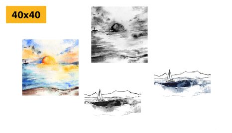 SET OBRAZOV V ZAUJÍMAVEJ KOMBINÁCII OLEJOMALIEB - ZOSTAVY OBRAZOV - OBRAZY