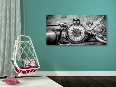 OBRAZ HODINKY Z MINULOSTI V ČIERNOBIELOM PREVEDENÍ - ČIERNOBIELE OBRAZY - OBRAZY