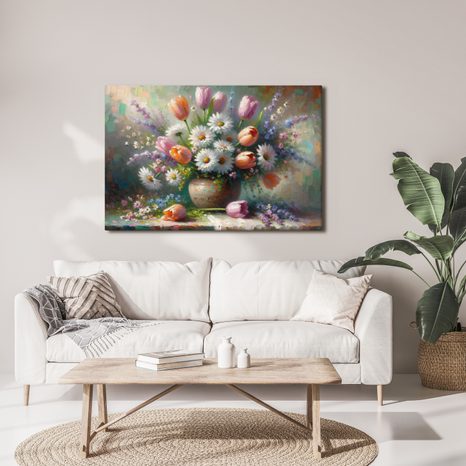 OBRAZ KYTICE TULIPÁNŮ A KOPRETIN - OBRAZY KVĚTŮ - OBRAZY