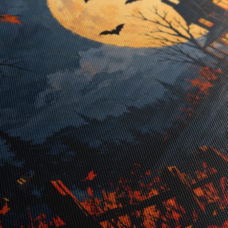 QUADRO SU TELA – CASA STREGATA SOTTO LA LUNA PIENA - QUADRI HALLOWEEN E HORROR - STAMPE E QUADRI