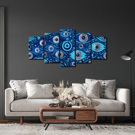 TABLEAU EN 5 PARTIES – YEUX BLEUS PROTECTEURS - TABLEAUX PAR THÈME - TABLEAUX