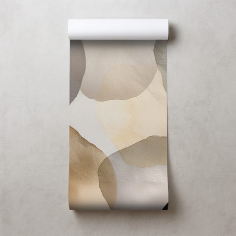 TAPET CERCURI ABSTRACTE ACUARELĂ BEJ - TAPET ABSTRACT - TAPETURI