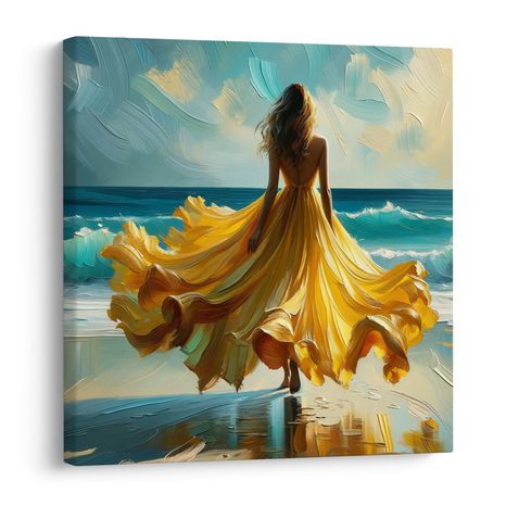 WANDBILD ROMANTISCHER SPAZIERGANG AM OZEAN - WANDBILDER FRAUEN - BILDER