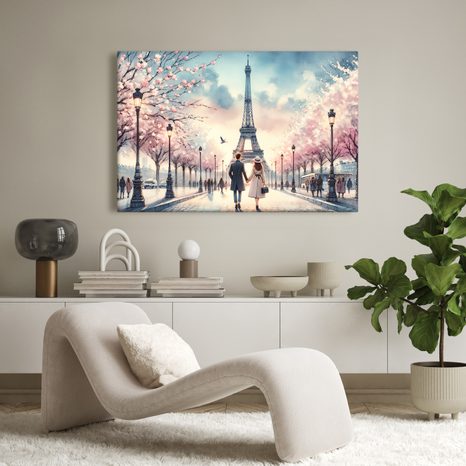 QUADRO SU TELA – AMORE SOTTO LA TORRE EIFFEL - QUADRI AMORE - STAMPE E QUADRI