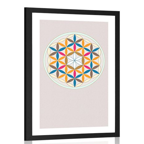 POSTER WITH PASSEPARTOUT COLORED MANDALA