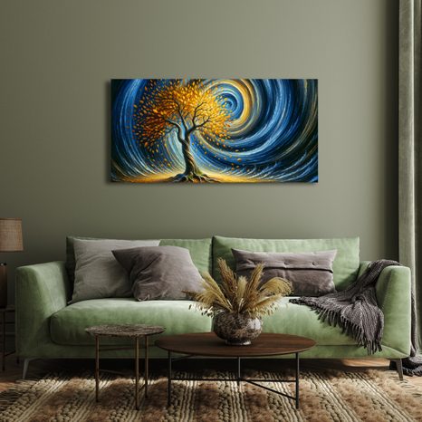 KÉP VARÁZSLATOS ÖRVÉNY ARANY LEVELEKKEL - ÉLETFÁK KÉPEK - KÉPEK