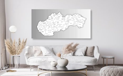 TABLOU HARTĂ ALB-NEGRU A SLOVACIEI - TABLOURI CU HĂRȚI - TABLOURI