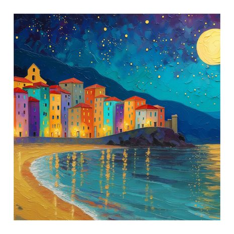 OBRAZ BAREVNÉ DOMY U POBŘEŽÍ - BAREVNÉ DOMY - OBRAZY